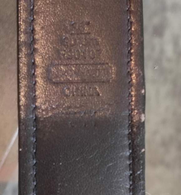 Coach Dark Brown Leather Belt with Signature Pattern - Picture 2 of 4